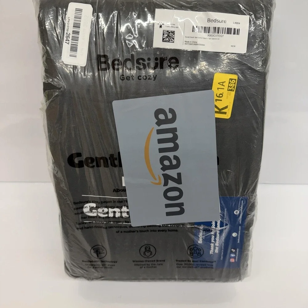 Bedsure King Duvet Cover Set 100% Cotton Gray Waffle Soft Breathable Cozy